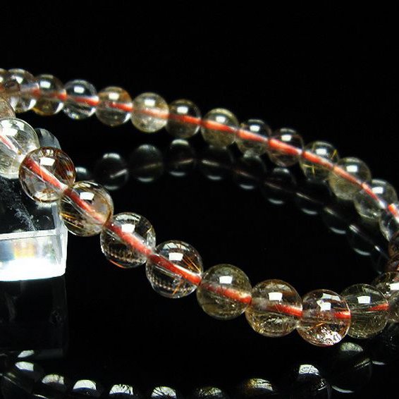 金針ルチル水晶ブレスレット 7mm [T50-6857]