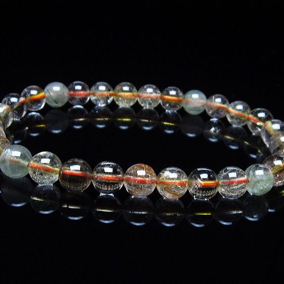 金針ルチル水晶ブレスレット 7mm [T50-8621]