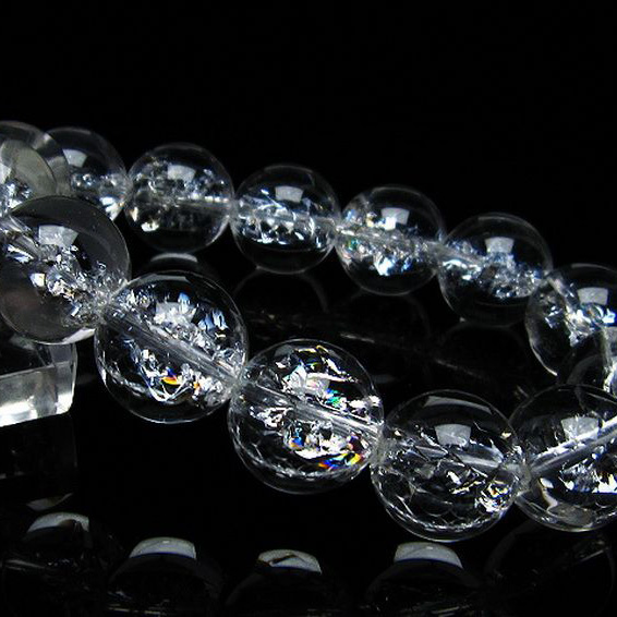 アイリスクォーツ 虹入り レインボークラック水晶 ブレスレット16mm[T502-8322]