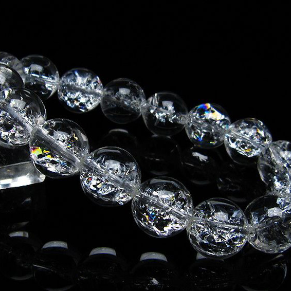 アイリスクォーツ 虹入り レインボークラック水晶 ブレスレット14mm[T502-8328]