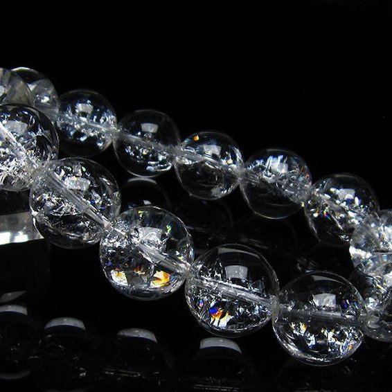 アイリスクォーツ 虹入り レインボークラック水晶 ブレスレット 16mm [T502-8678]