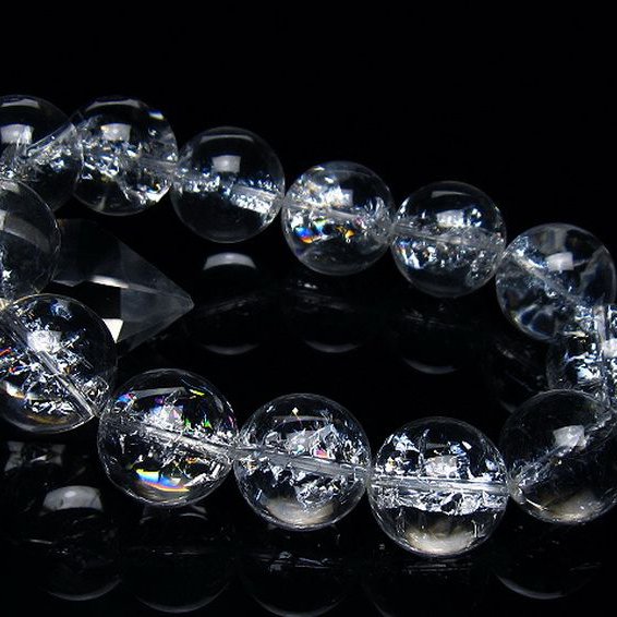 アイリスクォーツ 虹入り レインボークラック水晶 ブレスレット 18mm [T502-8940]