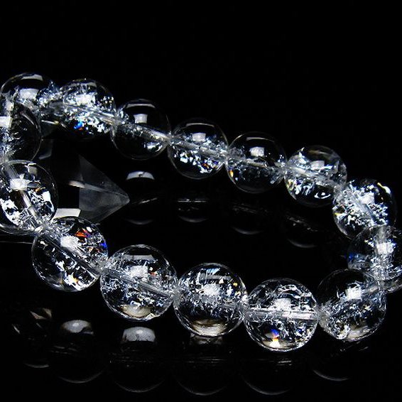 アイリスクォーツ 虹入り レインボークラック水晶 ブレスレット 15mm [T502-8998]