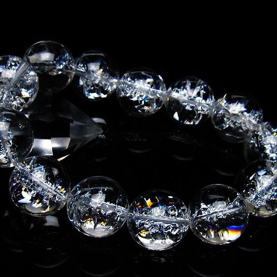 アイリスクォーツ 虹入り レインボークラック水晶 ブレスレット 18mm [T502-9010]