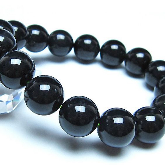 チンターマニストーン アリゾナ州産 天然ガラス ブレスレット（サフォーダイト/シリウス隕石） 13mm [t520-1644]