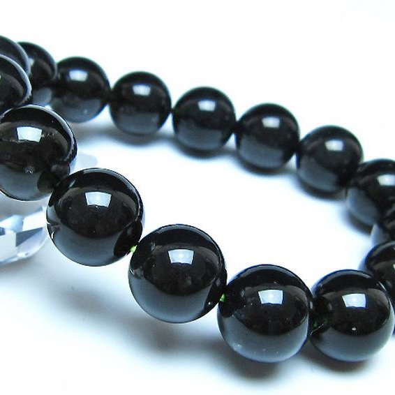 チンターマニストーン アリゾナ州産 天然ガラス ブレスレット（サフォーダイト/シリウス隕石） 14mm [t520-1694]