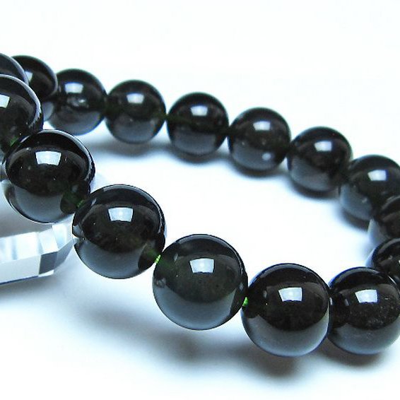 チンターマニストーン アリゾナ州産 天然ガラス ブレスレット（サフォーダイト/シリウス隕石） 13mm [t520-1729]