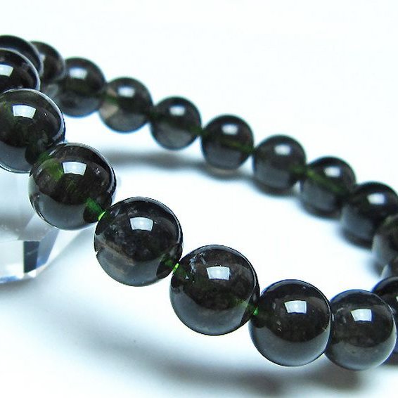 チンターマニストーン アリゾナ州産 天然ガラス ブレスレット（サフォーダイト/シリウス隕石） 10mm [t520-1748]