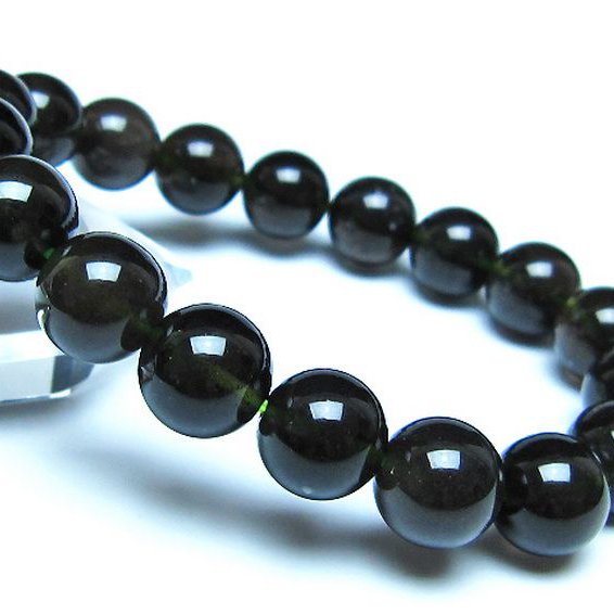 チンターマニストーン アリゾナ州産 天然ガラス ブレスレット（サフォーダイト/シリウス隕石） 11mm [t520-1797]