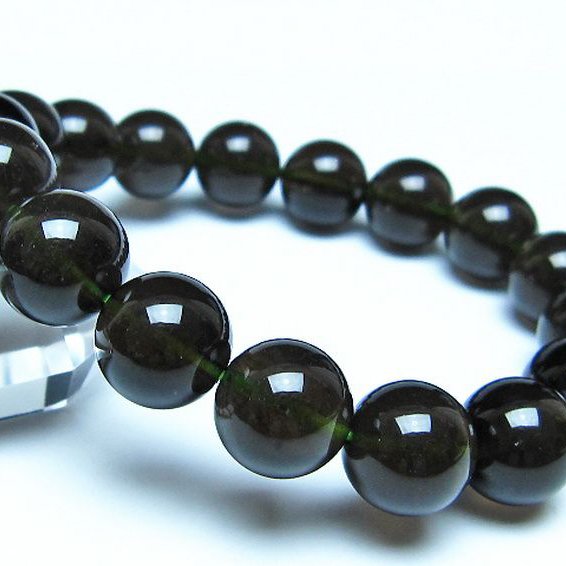 チンターマニストーン アリゾナ州産 天然ガラス ブレスレット（サフォーダイト/シリウス隕石） 13mm [t520-1807]