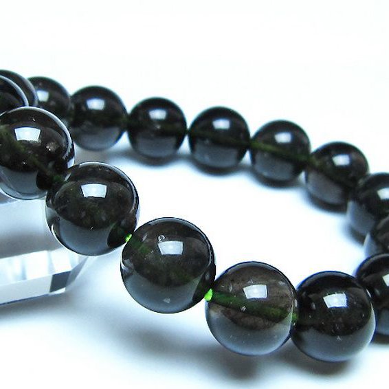 チンターマニストーン アリゾナ州産 天然ガラス ブレスレット（サフォーダイト/シリウス隕石） 13mm [t520-1808]