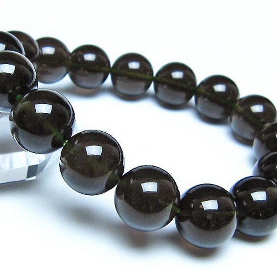 チンターマニストーン アリゾナ州産 天然ガラス ブレスレット（サフォーダイト/シリウス隕石） 14mm [t520-1850]