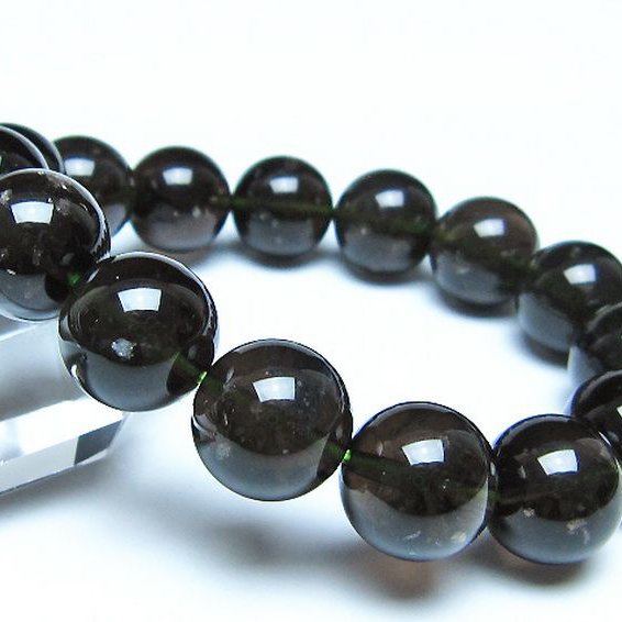 チンターマニストーン アリゾナ州産 天然ガラス ブレスレット（サフォーダイト/シリウス隕石） 15mm [t520-1860]