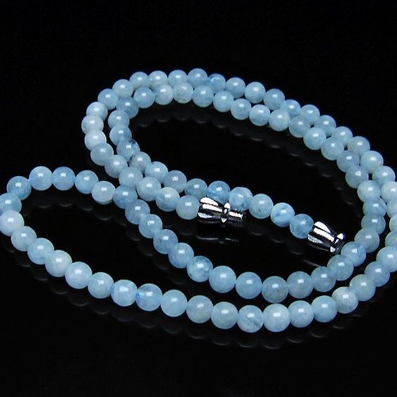 アクアマリンネックレス 4mm [T556-3582]