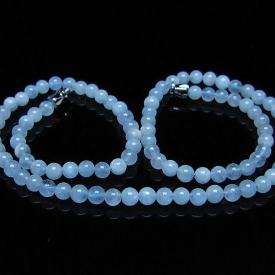 アクアマリンネックレス 4mm [t556-3710]