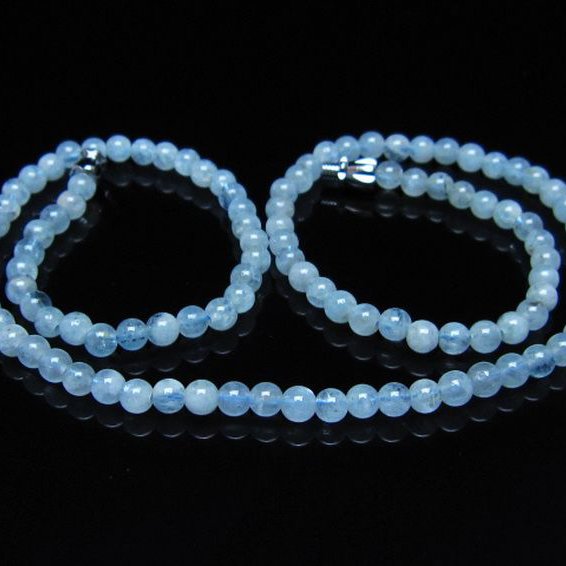 アクアマリンネックレス 4mm [t556-3730]