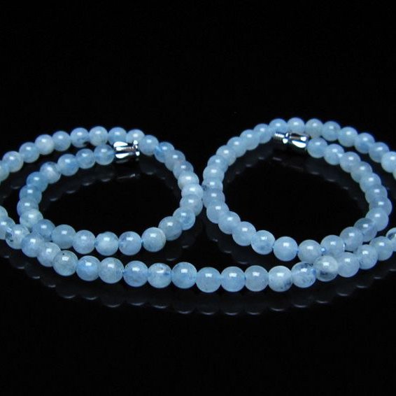 アクアマリンネックレス 4mm [T556-3773]