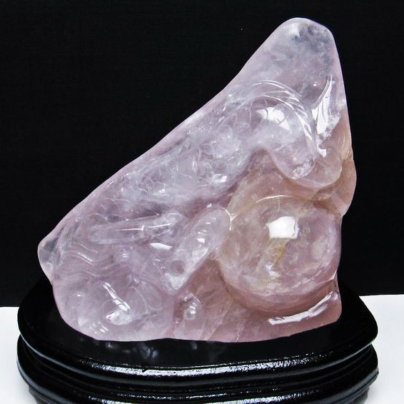 1.9Kgローズクォーツ手彫り龍[T583-1105]