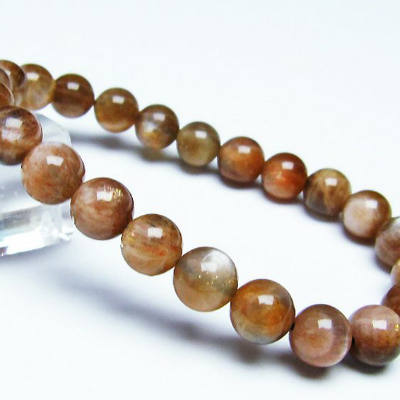 オレンジムーンストーン ブレスレット8mm[T597-3550]