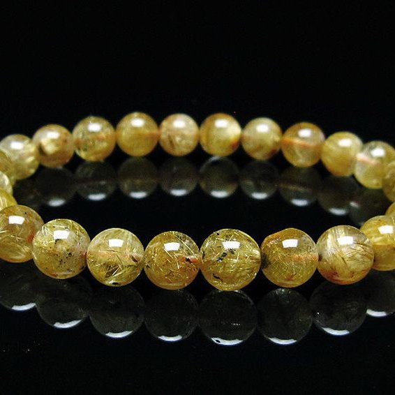 ゴールドタイチンルチルブレスレット 8mm [T6-5812]