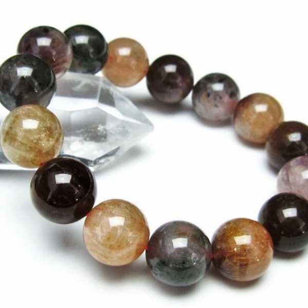 カコクセナイト インクォーツ ブレスレット14mm[T628-4355]