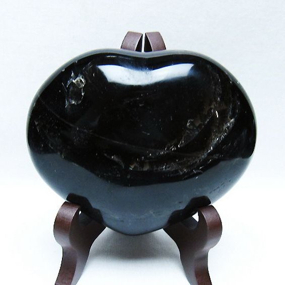 モリオン 純天然 黒水晶 ハート 置物 [t643-4751]