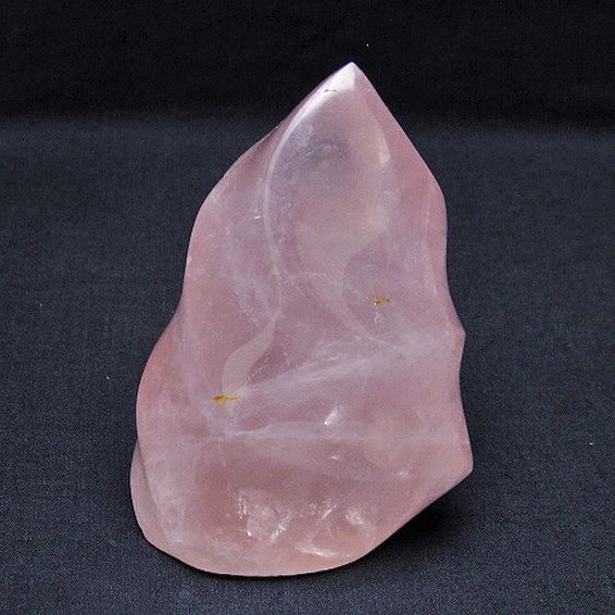 ローズクォーツ 炎（フレイム） ポリッシュ 置物[T653-3962]