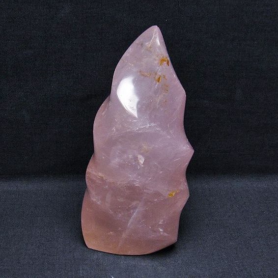 ローズクォーツ 炎（フレイム） ポリッシュ 置物[T653-4011]