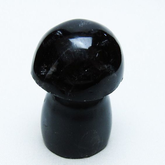モリオン 純天然 黒水晶 きのこ 置物[T653-4195]