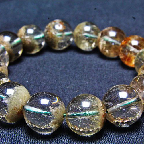 タイチンフラワー水晶ガーデンクォーツ（庭園水晶）ブレスレット13mm[T660-1880]