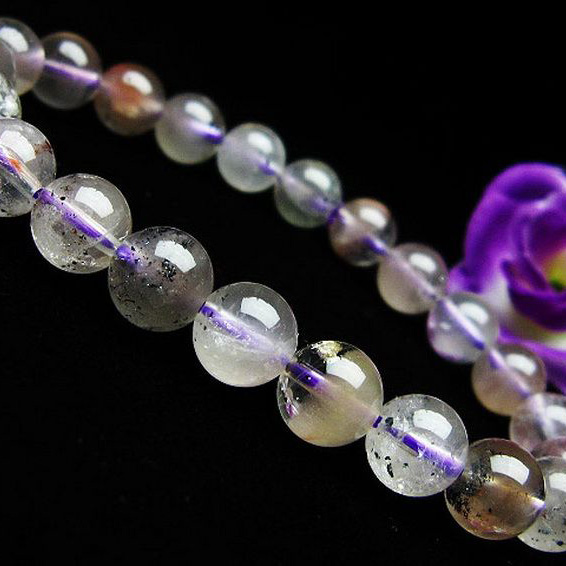 ブルーストロベリークォーツ水晶ブレスレット8mm[T687-459]