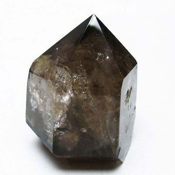 虹入りライトニング水晶ガーデンクォーツ（庭園水晶）六角柱[T705-6611]