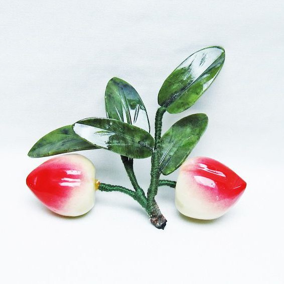 アゲートモモ鉢植え置物[T726-1459]