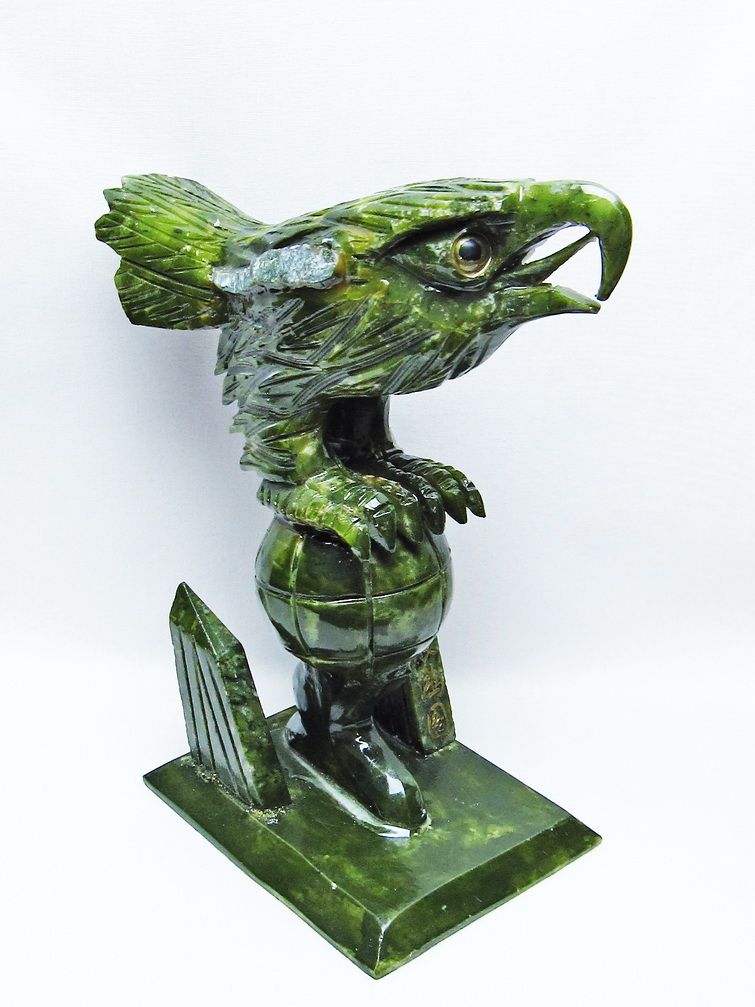 2.1Kgインド翡翠鷹置物[T726-1490]
