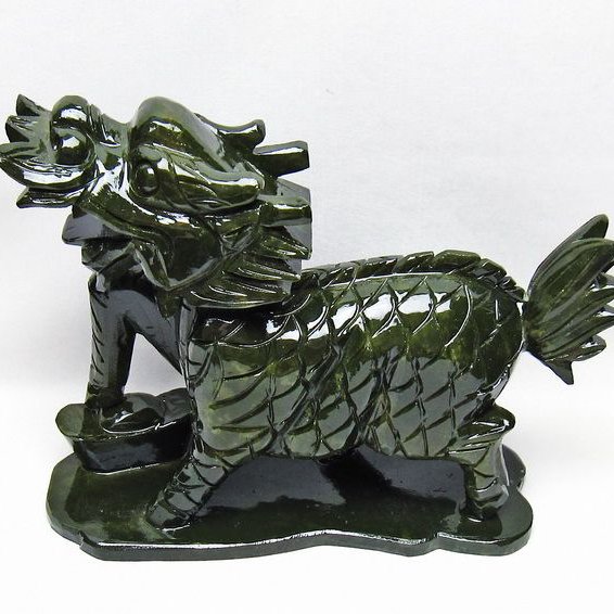 2.3Kgインド翡翠キリン置物[T726-1506]