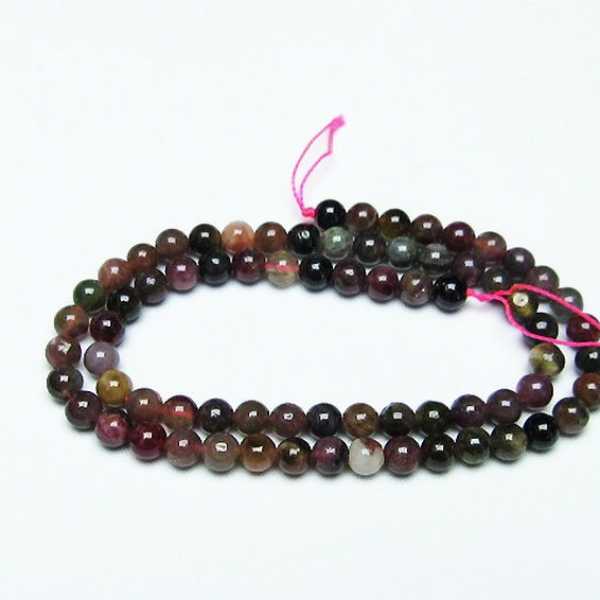 ミックスカラー トルマリン 一連 ビーズ5mm[T75-6406]