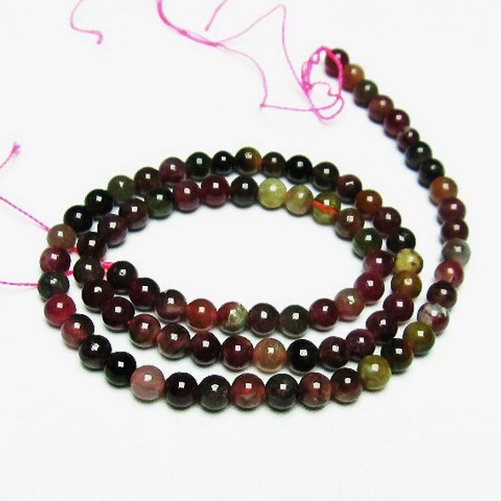 ミックスカラー トルマリン 一連 ビーズ5mm[T75-7015]