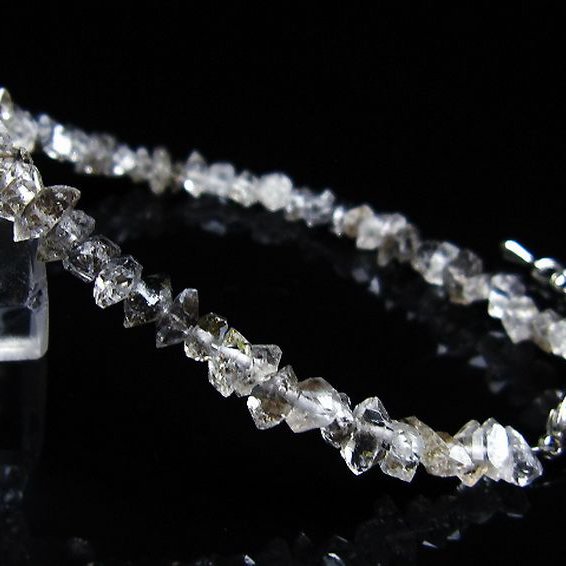 スティブナイト（輝安鉱）入り | ハーキマーダイヤモンド水晶ブレスレット[T99-5831]