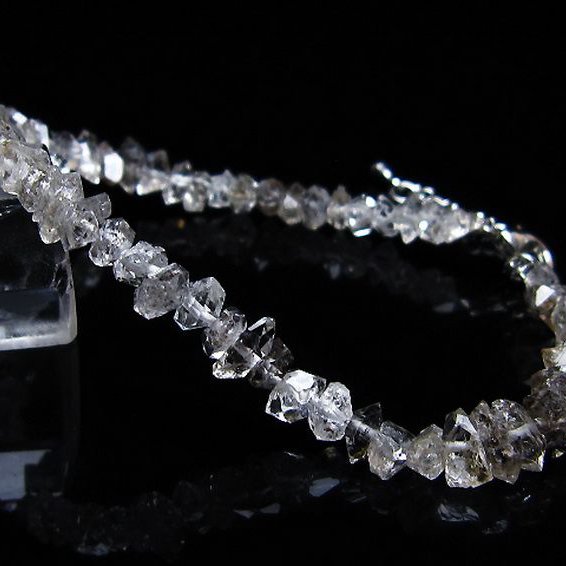 スティブナイト（輝安鉱）入り | ハーキマーダイヤモンド水晶ブレスレット[T99-5857]