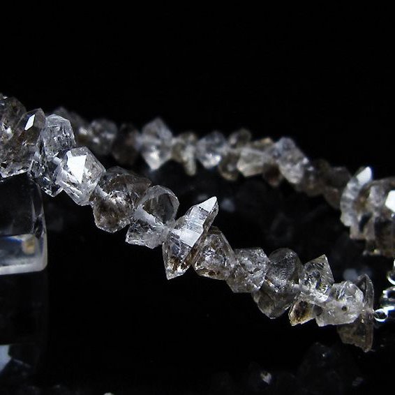 スティブナイト（輝安鉱）入り | ハーキマーダイヤモンド水晶ブレスレット[T99-5885]