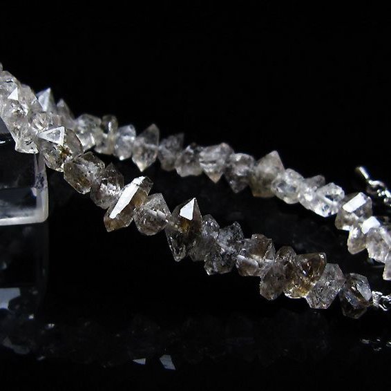 スティブナイト（輝安鉱）入り | ハーキマーダイヤモンド水晶ブレスレット[T99-5901]