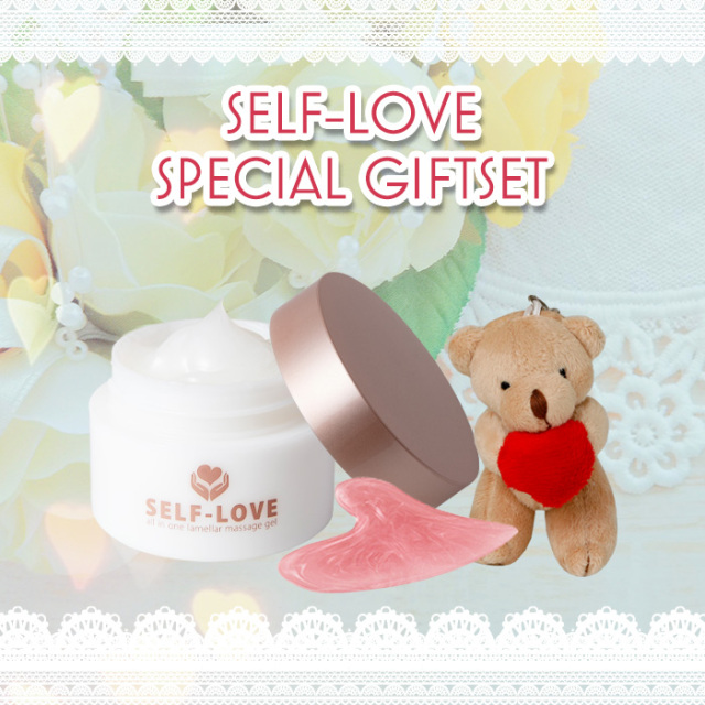 ★SELF-LOVE ギフトセット★10%OFFオールインワン ラメラ マッサージジェル 120ｇ+ハートカッサプレート付！さらにハートくまさんマスコットが入ったギフトセット！