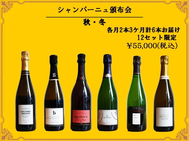 送料無料 シャンパーニュ頒布会22秋 冬コース ワイン計6本 10月 11月 12月お届け