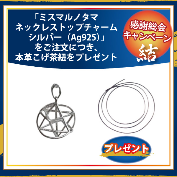 ミスマルノタマ・トップチャーム（シルバーAg925）＋本革こげ茶紐
