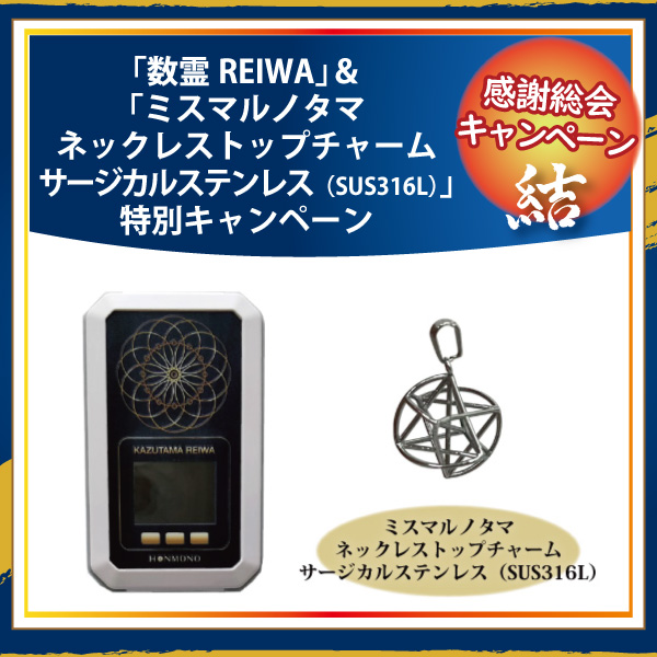 【感謝総会2026】数霊REIWA+ミスマルノタマネックレストップチャーム　サージカルステンレス（SUS316L）main-c