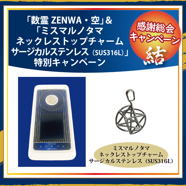 【感謝総会2026】数霊ZENWA・空+ミスマルノタマネックレストップチャーム　サージカルステンレス（SUS316L）main