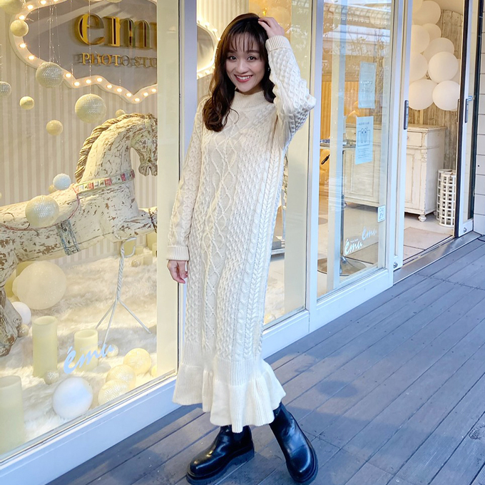 ケーブルフレアニットワンピース 8f 1 グラマラスガーデン