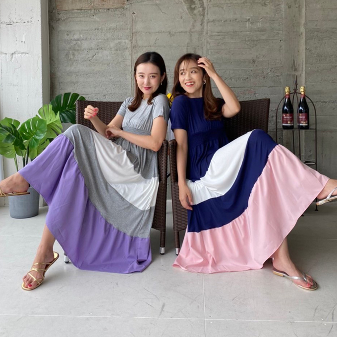 カラー切替ワンピース ネコポスok 8e 1 025 グラマラスガーデン