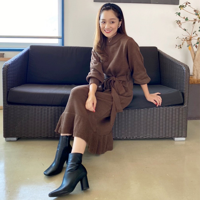 ウエストリボンニットワンピース 8d 1 グラマラスガーデン