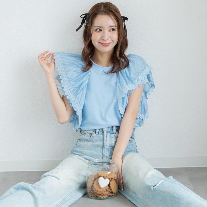 レイヤードフリルTシャツ【ネコポスOK】【7i-831-04238】